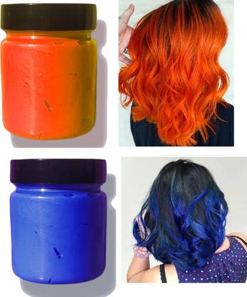 Emijun Combo of Temporary Hair colour wax ORANGE & BLUE Hair Wax Hair Wax Hair Wax