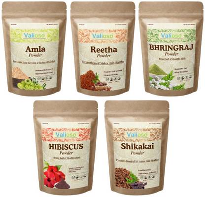 Valioso Amla, Reetha, Shikakai, Hibiscus And Bhringraj Powder for Hair Growth