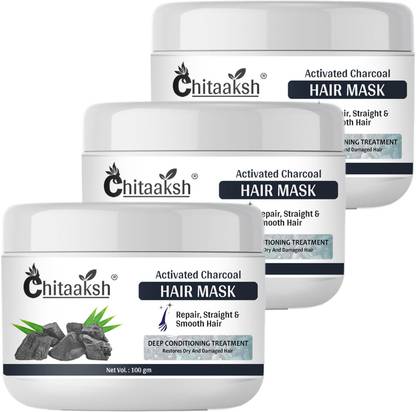 CHITAAKSH Activated Charcoal Hair Spa & Hair Mask Deep Cleansing Scalp Scrub (Pack of 3)