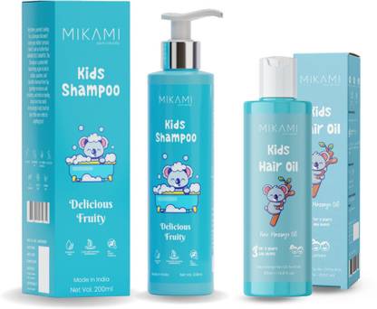 MIKAMI Kids Hair Oil (100ml) and Kids Shampoo (200 ml) - Combo - Age 3+ Years