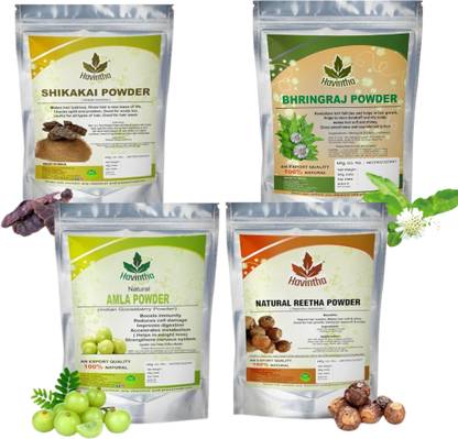 Havintha Amla Reetha Shikakai & Bhringraj Powder For Hair - Each 100 gm (Combo Pack)