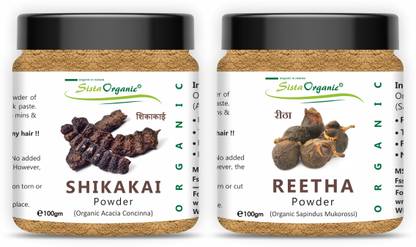 Sista Organic 100% Pure and Organic Reetha Powder and Pure Shikakai Powder Combo - Set of 2