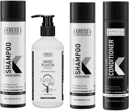 Kress Nanoplastia: Pack of 4 Hair Smoothening Therapy Kit (250ml + 300ml x 3)