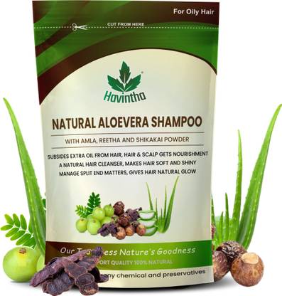 Havintha Natural Amla Reetha Shikakai and Aloevera Powder Shampoo for Oily Hair
