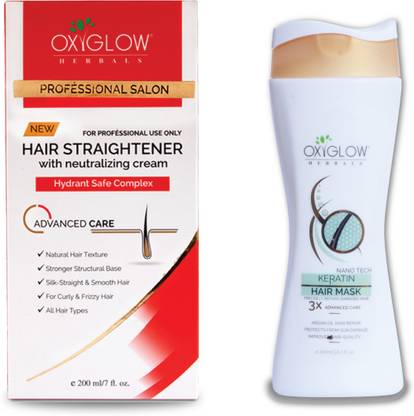 oxy glow herbals Set Of Hair Straightener 200gm & Keratin Hair Mask 200gm