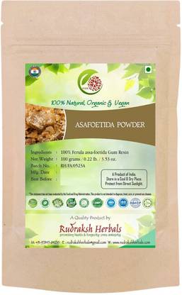 RUDRAKSHHERBALS Asafoetida Powder 100% Ferula Assa-foetida Gum Resin