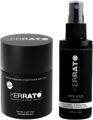 KERRATO HAIR FIBRES 4g Hair Fibers & 40ml Fiber Hold Spray Combo (Light Brown) | Hair Fiber Combo| Hair Volumizer Hair Fiber