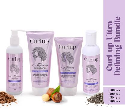 CURL UP Ultra Defining Bundle | Curly Hair Shampoo, Conditioner, Cream & Gel (4 items) Hair Cream