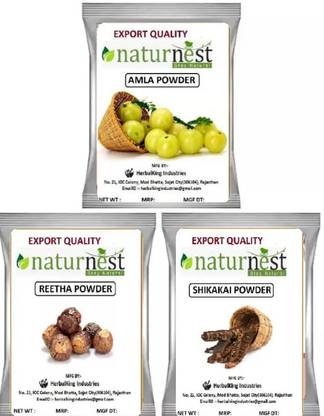 NatureNest 100% pure Amla Reetha Shikakai powder combo pack of 3