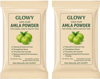 GLOWY Amla Powder–Naturally strong shiny and beautiful hair from root to tip Pack of 2