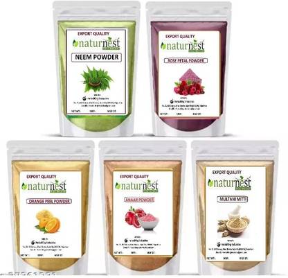NatureNest rose orange neem multani mitti powder annar powder 50 gm each 250 gm