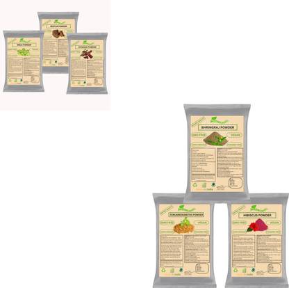 Activeland Amla Reetha Shikakai Bhringraj Hibiscus & Fenugreek Powder for Hairs (70gm/Each)