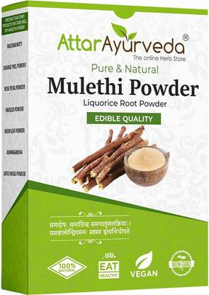 Attar Ayurveda Pure & Natural Mulethi Powder For Skin Whitening, Licorice Powder For Body, Skin and Hair, (200gm)