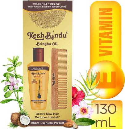 KeshBindu Hair Growth Vitalizer - Boost Hair Growth Bringha Oil - WITH NEEM COMB APPLICATOR - Controls Hair Fall Kit