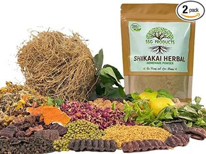 SSG PRODUCTS Herbal HomeMade Shikakai Powder with 500 Grams 20+ Herbs