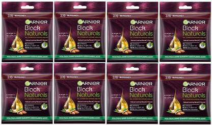 Garnier Men Hair Colouring Crème 100% Grey Coverage and Increased Shine (PACK OF 8) , BURGUNDY-3.16