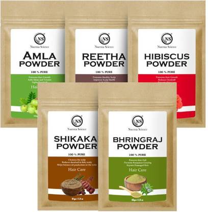 Nuerma Science Amla, Reetha, Shikakai, Bhringraj Powder - Hair Pack Combo Pack