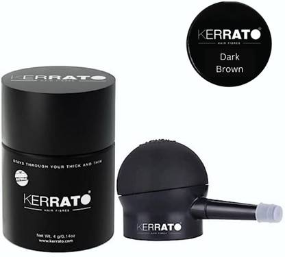 KERRATO HAIR FIBRES For Thinning Hair (Dark Brown) and Pump Applicator