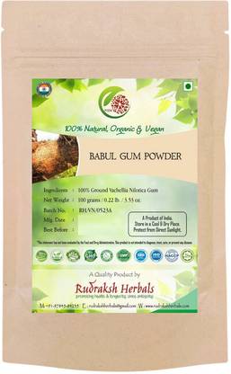 RUDRAKSHHERBALS Babul Gum Powder 100% Ground Vachellia Nilotica Gum