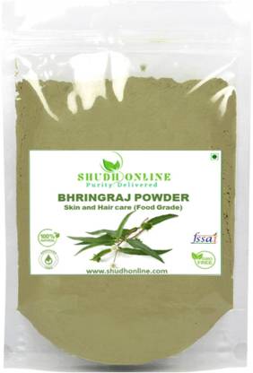 Shudh Online Organic Bhringraj Powder for Hair Growth, Eating and Skin (100% natural leaves, Eclipta alba, Bringraj Powder, Bhringrajasava, Bringaraja)