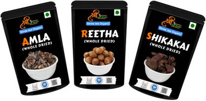 shree jee organic Amla, Reetha & Shikakai Combo Natural Hair Care Pack - 150g Each 450 g