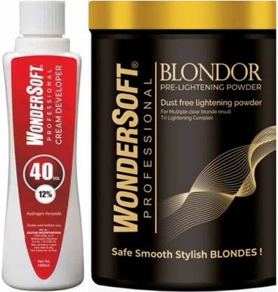 Wondersoft Professional Hair Blonder Powder With 40% Volume Cream Developer 500ml