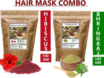 ORGANIC HERBS HIBISSCUS & BHRINGRAJ POWDER HAIR MASK COMBO FOR HEALTHY&SHINY