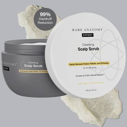 BARE ANATOMY Scalp Scrub - Upto 99% Dandruff Reduction, with Natural AHAs, Coconut & Sugar
