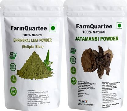 FarmQuartee Pure & Natural Bhringraj & Jatamansi Powder- For Skin & Hair Combo Pack (2x100)