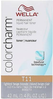 Wella Professionals Color Charm Permanent Liquid Hair Toner, Lightest Beige Blonde [T11] 1.40 oz