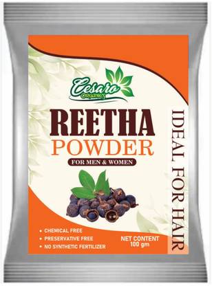 Cesaro Organics 100% Pure Natural & Organic Reetha Powder for Conditioning shining Hair Care