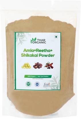 थैरोर्गेनिक Amla Reetha Shikakai Powder for Hair, Natural Mix Pack Powder (200 G)