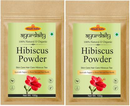Ayurdaily Hibiscus Powder for Anti Dandruff, Itchy Scalp - Pack of 2