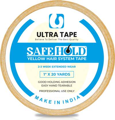 SAFEHOLD Hair Patch Yellow Tape_Double-sided_Maximum Hold 2 weeks_1 inch_20 YARDS