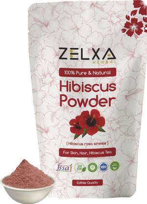 Zelxa Hibiscus Flower Powder for Hair Growth, Face and Skin Care Pack | Hibiscus Tea