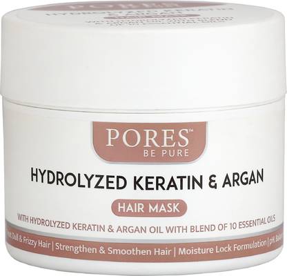 PORES BE PURE Hydrolyzed Keratin & Argan Hair Mask For Smoothening & Deep Conditioning