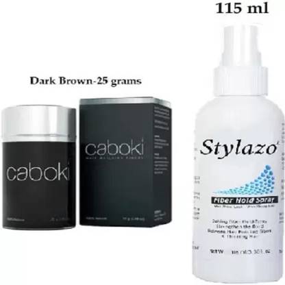 Stylazo Hair Building Fiber cover baldness Dark Brown 25 g & Fiber Hold Spray 115 ml Dark brown BOTTLE Hair Volumizer HAIR