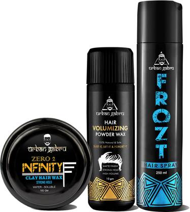 urbangabru Hair Volumizing Powder Wax + Infinity Hair Wax + Frozt Hair Spray Hair Styling Combo Strong Hold Hair Volumizer Gromming Kit