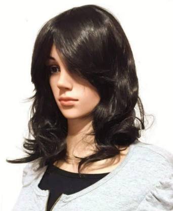 ASG 16 Inch Front Fringe Synthetic Wavy Full Head Wig - Brown Hair Extension