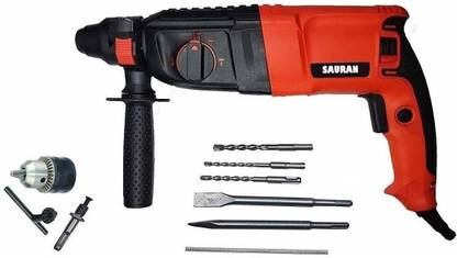 Sauran 1200w Hammer Drill 26mm With Reverse Forward Function, Drill Chuck Set, 3pc Hammer Drill and 2pc Chisel Bit 1200w Hammer Drill 26mm With Reverse Forward Function, Drill Chuck Set, 3pc Hammer Drill and 2pc Chisel Bit Rotary Hammer Drill