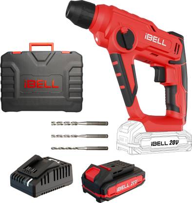iBELL One Power Series Cordless Rotary Hammer Drill CH20-10, 20V, 2.0Ah Li-ion Battery, 900 RPM, 1.2J Impact Energy, 13mm Chuck, BMC Box Included, Rotary Hammer Drill
