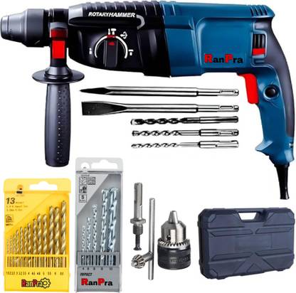 RanPra RP26 100% Copper winding Machine with 5pc bit 13mm drill chuck & Adaptor 13pc HSS 5Pc Masonry bit Rotary Hammer Drill