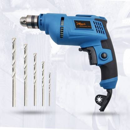 Hillgrove HGPD2M5 500W Power Drill Machine with 5 Drill Bits for Making Holes in Metal/Wood/Concrete with Reverse Rotation and Variable Speed Pistol Grip Impact Driver