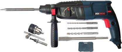 Inditrust WITH 6 MONTHS WARRANTY 100% Copper Winding reversible 26MM 1200W Rotary Hammer drill machine SDS plus with 3 mode operation bits and carrying box Rotary Hammer Drill Rotary Hammer Drill