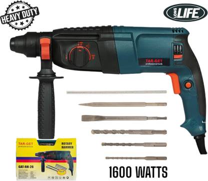 NTH 1600W 100% Copper Winding 26mm Hammer Impact Drill Machine Forward/Reverse Rotation with 5 Bits for Making Holes in Metal/Wood/Concrete Rotary Hammer Drill