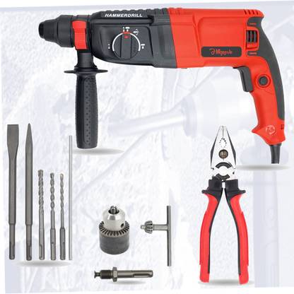 Hillgrove HGCM793M1 26mm Hammer Impact Drill Machine Forward/Reverse Rotation with 5Pcs SDS Plus Bit for Making Holes in Metal/Wood/Concrete Hammer Drill HGCM793M1 Hammer Drill