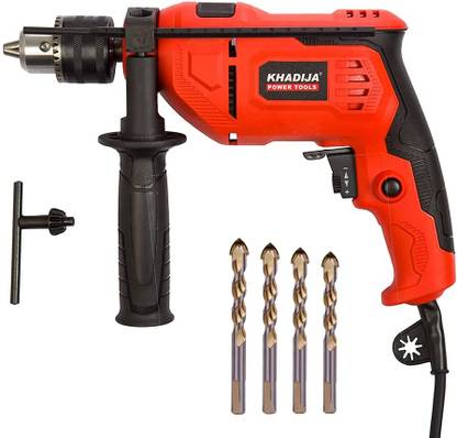 Khadija 650 Watts Reverse Forward Drill With 4 Drill Bits For Concrete walls & Variable Speed Impact Driver
