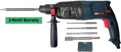 Inditrust 6 MONTHS WARRANTY 100% Copper Winding Heavy duty 1200W 26mm 2-26 DRE with 3 SDS Bits,2 Chisel,1 Depth Gauge, 13mm drill chuck and SDS adaptor Rotary Hammer Drill machine Rotary Hammer Drill