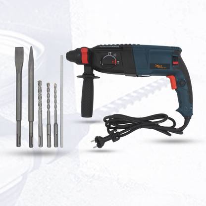 Hillgrove 100% Copper Winding H26H3 All Purpose 26mm Hammer Impact Drill Machine Forward/Reverse Rotaion with 5 Bits for Making Holes in Metal/Wood/Concrete Hammer Drill