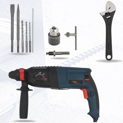 Hillgrove HGCM774M1 26mm Hammer Impact Drill Machine Forward/Reverse Rotation with 5Pcs SDS Plus Bit for Making Holes in Metal/Wood/Concrete Hammer Drill HGCM774M1 Hammer Drill